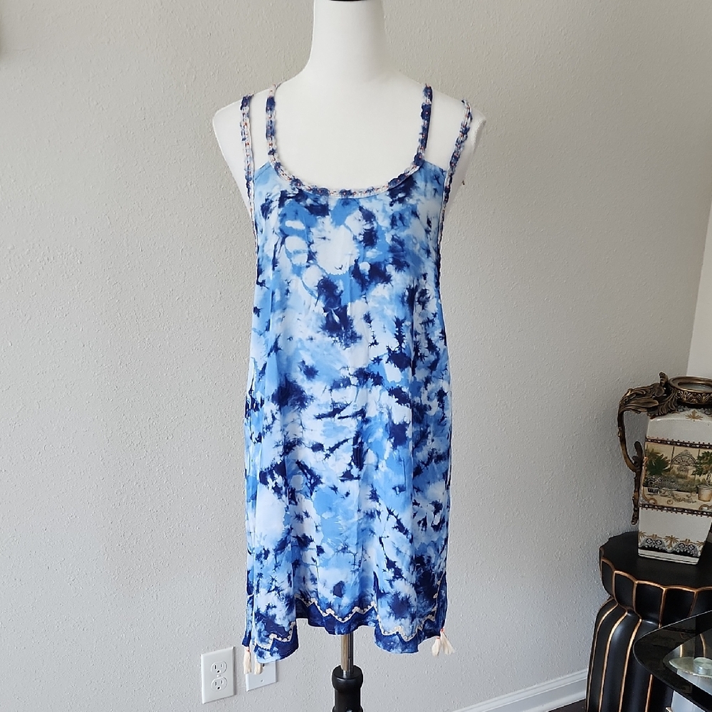 SURF GYPSY Blue Tie-Dye Top/Short Dress